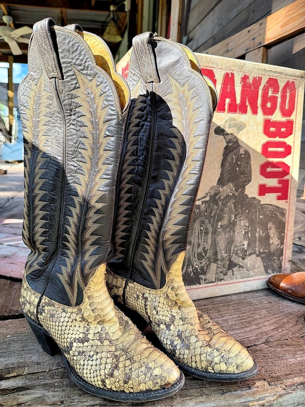 Tony Lama Vintage Python Western Boots Python Western Boots Brown Gold Fair